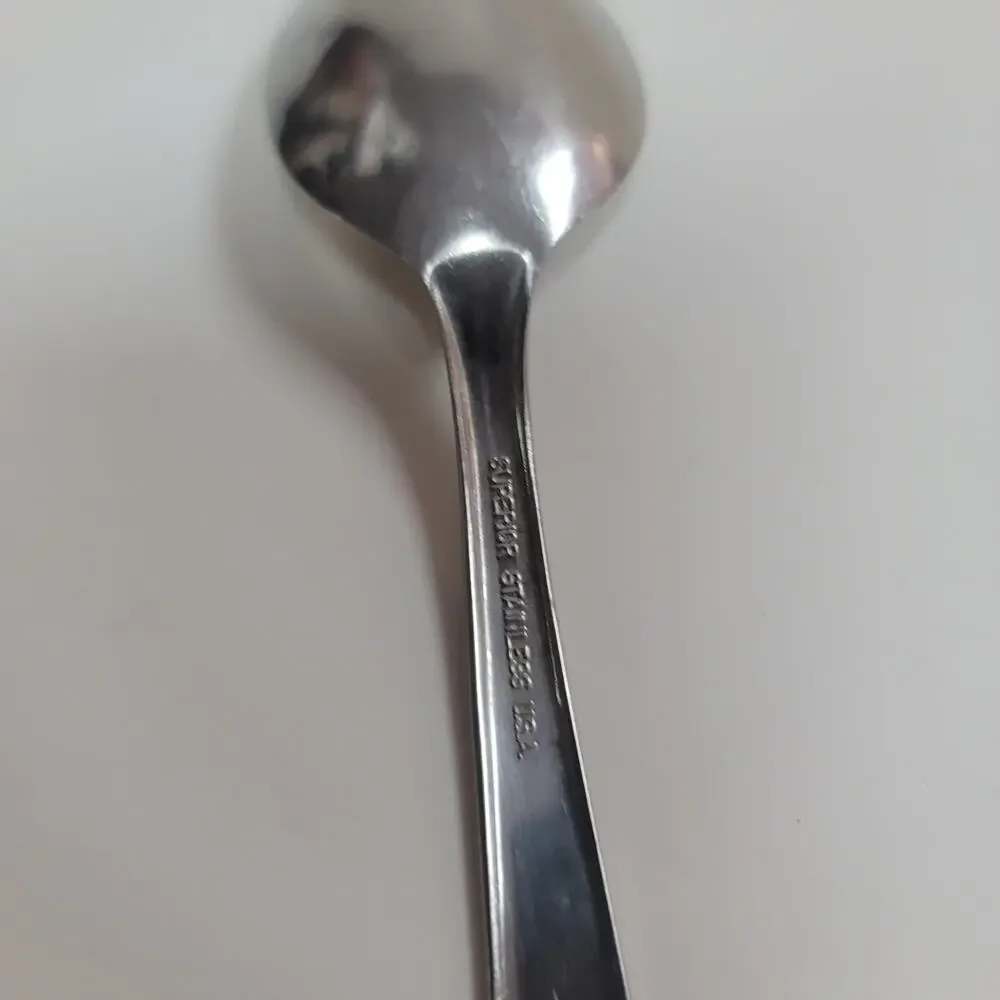 Vintage Superior Stainless Atomic Night Sky Soup teaspoon MCM